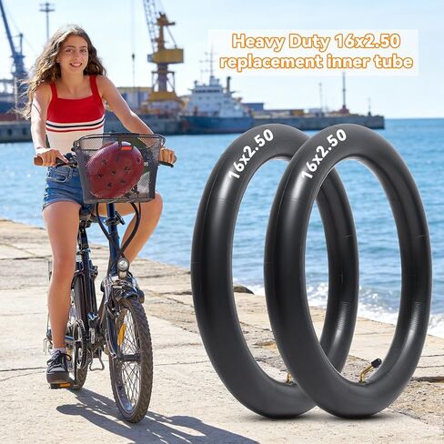 أنبوب بوتيل داخلي بديل 16 × 2.50، أنبوب دراجة 16 × 2.5 بوصة مع ساق صمام منحني CR202 متوافق مع الدراجات الكهربائية والدراجات ودراجات BMX والدراجات البخارية مع إطارات محور العجلة 16 بوصة (قطعتان) in Kuwait