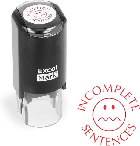 Round Teacher Stamp - Incomplete Sentences - RED Ink in Saudi Arabia