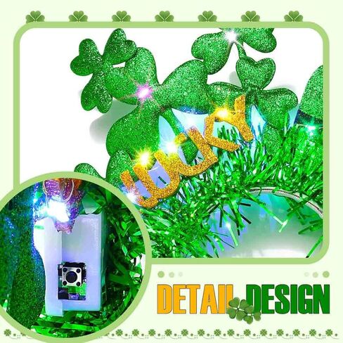 Zoestar St. Patrick's Day Light Up Headband Green LED Shamrock Hat Headbands Irish Festival Hair Accessories for Women in Saudi Arabia