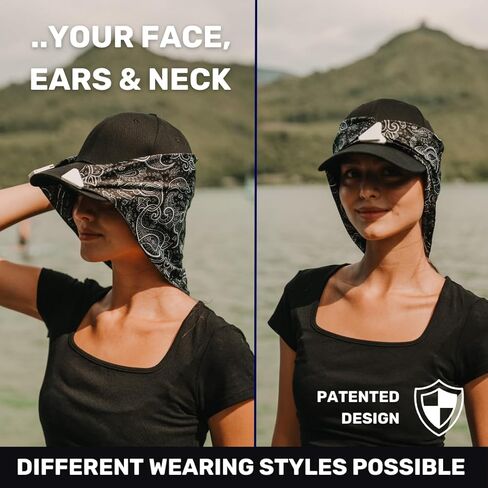 Cap, Sliding Brim & Magnetic Bandana Add-Ons – Double-Length Shade & UPF 50+ Neck Protection, Patented Design in Saudi Arabia