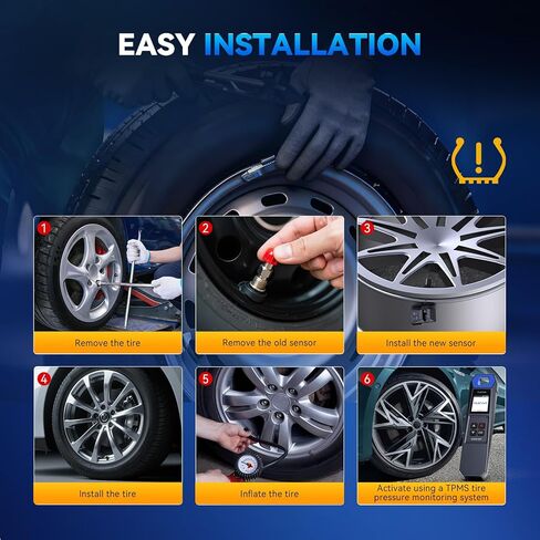 مستشعر MUCAR TPMS 4 قطع مستشعر ضغط الإطارات MUCAR VENU5، مستشعر عالمي 2 في 1 433/315 ميجا هرتز OEM TPMS، برمجة غير محدودة لـ MUCAR T261 وVENU I-Pro فقط، يناسب 98% من المركبات in Kuwait