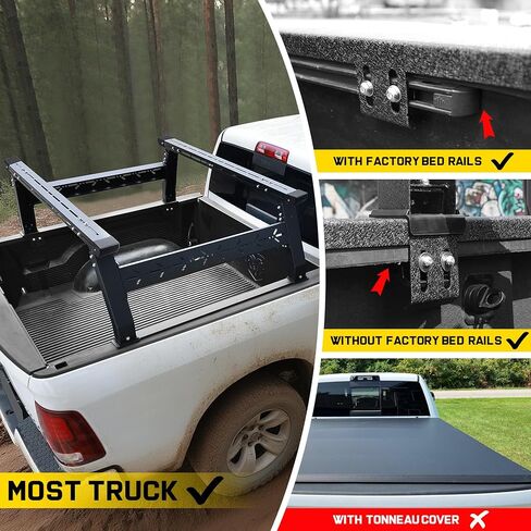 Binary Star Adjustable Truck Bed Rack Compatible with Most Trucks (Chevy/Dodge/Ford/Gladiator/Tundra/Tacoma), Kayak, Surfboard, Lumber, Snowboard, Ladder Rack for Truck in Saudi Arabia