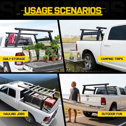 Binary Star Adjustable Truck Bed Rack Compatible with Most Trucks (Chevy/Dodge/Ford/Gladiator/Tundra/Tacoma), Kayak, Surfboard, Lumber, Snowboard, Ladder Rack for Truck in Saudi Arabia