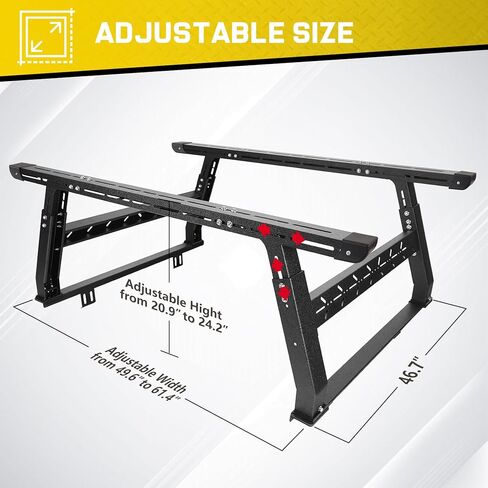 Binary Star Adjustable Truck Bed Rack Compatible with Most Trucks (Chevy/Dodge/Ford/Gladiator/Tundra/Tacoma), Kayak, Surfboard, Lumber, Snowboard, Ladder Rack for Truck in Saudi Arabia