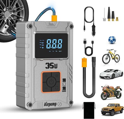 Portable Air Compressor 150 PSI, Car Tire Pump, Air Pump for Car Tires, Bike Inflator, Car Accessories for Cars, Motorcycles & Bikes in Saudi Arabia