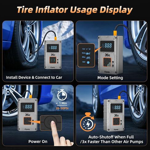 Portable Air Compressor 150 PSI, Car Tire Pump, Air Pump for Car Tires, Bike Inflator, Car Accessories for Cars, Motorcycles & Bikes in Saudi Arabia