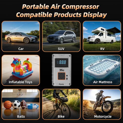 Portable Air Compressor 150 PSI, Car Tire Pump, Air Pump for Car Tires, Bike Inflator, Car Accessories for Cars, Motorcycles & Bikes in Saudi Arabia