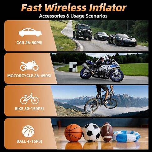 Portable Air Compressor 150 PSI, Car Tire Pump, Air Pump for Car Tires, Bike Inflator, Car Accessories for Cars, Motorcycles & Bikes in Saudi Arabia
