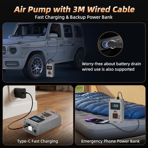 Portable Air Compressor 150 PSI, Car Tire Pump, Air Pump for Car Tires, Bike Inflator, Car Accessories for Cars, Motorcycles & Bikes in Saudi Arabia