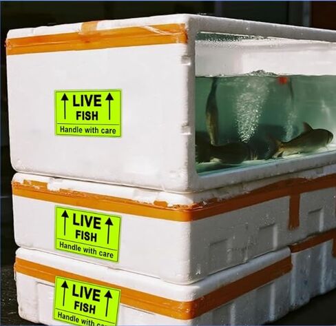 Remarkable Live Fish Stickers Shipping Labels, 2 X 3 Inch Fluorescent Green Please Handle with Care Stickers - 250 Adhesive Labels Per Roll in Saudi Arabia