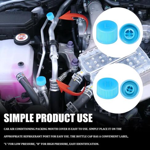 2PCS Replacement Valve Caps for Car Air Conditioning, Car Refrigerant Caps, Leakproof R134a AC System Charging Port Dust Cover, Auto High & Low Pressure AC Covers for Most Vehicles (2PCS) in Saudi Arabia
