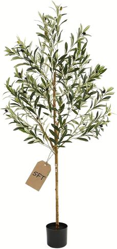4FT Olive Trees Artificial Indoor,Fake Olive Tree with Natural Wood Trunk and Olive Branches and Lifelike Fruits,Faux Olive Tree for Home Office House Living Room Decor. in Saudi Arabia