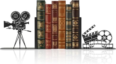 غلاف معدني منقوش على شكل بكرة فيلم كاميرا عتيقة، ينتهي كتاب ديكور المسرح المنزلي مقاس 17 × 5.5 بوصة، هدايا إكسسوارات غرفة الأفلام لمحبي الأفلام، ديكور رف الكتب المزخرف بفيلم سينمائي تحت عنوان الفيلم in Kuwait