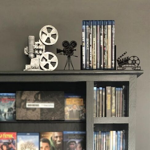 غلاف معدني منقوش على شكل بكرة فيلم كاميرا عتيقة، ينتهي كتاب ديكور المسرح المنزلي مقاس 17 × 5.5 بوصة، هدايا إكسسوارات غرفة الأفلام لمحبي الأفلام، ديكور رف الكتب المزخرف بفيلم سينمائي تحت عنوان الفيلم in Kuwait