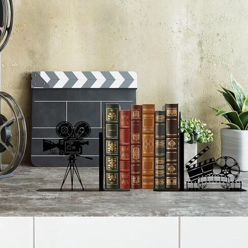 غلاف معدني منقوش على شكل بكرة فيلم كاميرا عتيقة، ينتهي كتاب ديكور المسرح المنزلي مقاس 17 × 5.5 بوصة، هدايا إكسسوارات غرفة الأفلام لمحبي الأفلام، ديكور رف الكتب المزخرف بفيلم سينمائي تحت عنوان الفيلم in Kuwait