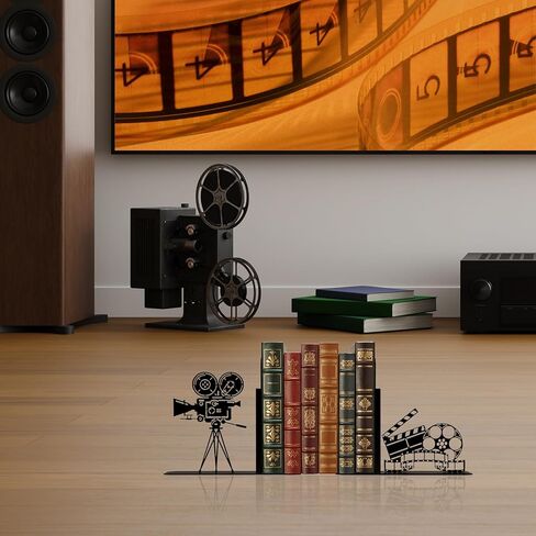 غلاف معدني منقوش على شكل بكرة فيلم كاميرا عتيقة، ينتهي كتاب ديكور المسرح المنزلي مقاس 17 × 5.5 بوصة، هدايا إكسسوارات غرفة الأفلام لمحبي الأفلام، ديكور رف الكتب المزخرف بفيلم سينمائي تحت عنوان الفيلم in Kuwait