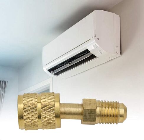 GLOGLOW Hose Pipe Fitting R410 Brass Adapter for HVAC Mini Split Systems, 1/4 Male to 5/16 Female, Gold, Premium Quality Charging Hose Connector for HVAC Mini Split Systems, 1/4 Male to in Saudi Arabia
