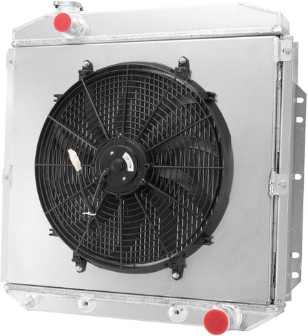4 Rows Radiator&Shroud Fan For 1953-1956 Ford F100 F150 F250 F350 Pickup Truck Chevy V8 1954 1955, Base Standard Cab Pickup 3.9L 4.2L 4.4L Full Aluminum Radiator for Ford 53 54 55 56 in Saudi Arabia