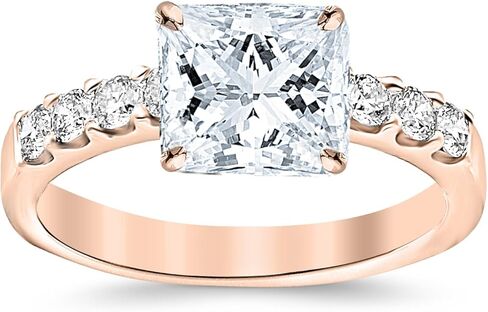 GIA Certified 1.03 Carat Princess Cut/Shape 14K White Gold Classic Prong Set Round Diamond Engagement Ring with a 0.50 Carat in Saudi Arabia