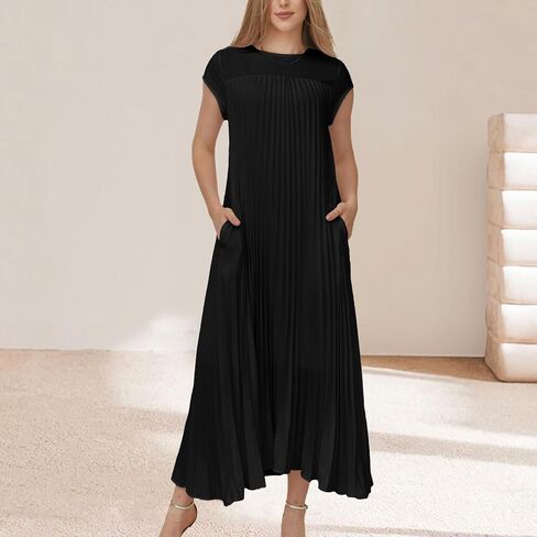 Women's Plus Size Casual Summer Dress Sleeveless Sundress A-Line Tank Mini Knee Length Empire Waist with Pockets in Saudi Arabia
