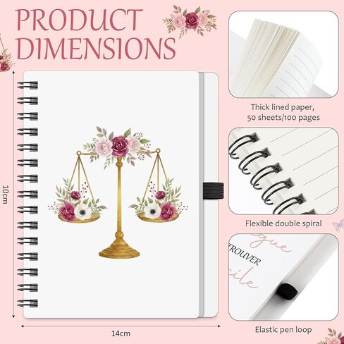 5 قطع من هدية عيد الحب للمحامي للنساء، أساسيات المحامي، موازين الأزهار للعدالة، دفتر المحامي قيد التقدم، إشارة مرجعية للنساء في القانون، حقيبة مكياج، هدية التخرج للمحامي القانوني ودراسة البار in Kuwait