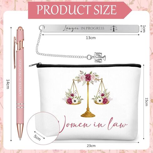 5 قطع من هدية عيد الحب للمحامي للنساء، أساسيات المحامي، موازين الأزهار للعدالة، دفتر المحامي قيد التقدم، إشارة مرجعية للنساء في القانون، حقيبة مكياج، هدية التخرج للمحامي القانوني ودراسة البار in Kuwait