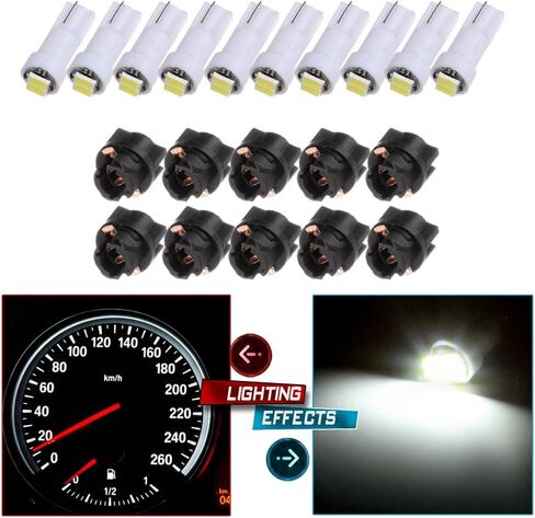 Cciyu T5 74 لوحة العدادات لوحة قياس لوحة القيادة مؤشر LED لمبات الإضاءة مع المقبس، 10 عبوات in Saudi Arabia