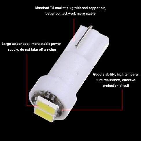 Cciyu T5 74 لوحة العدادات لوحة قياس لوحة القيادة مؤشر LED لمبات الإضاءة مع المقبس، 10 عبوات in Saudi Arabia