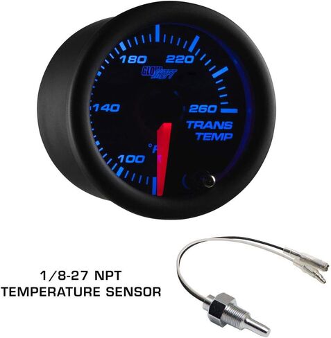 حزمة قياس GlowShift متوافقة مع Ford F-Series F-250 F-350 1987-1997 - أسود 7 ألوان 35 رطل لكل بوصة مربعة ومقاييس درجة حرارة ناقل الحركة - جراب عمود مزدوج أسود in Saudi Arabia