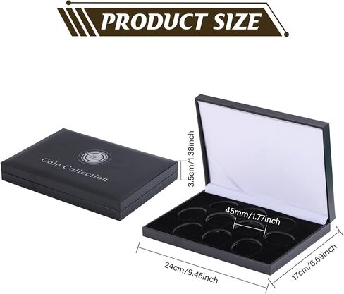 Coin Display Case PU Black Velvet Display Coin Box 45mm Challenge Coin Storage Presentation Box for Commemorative Coins Medals, 10 Slots in Saudi Arabia