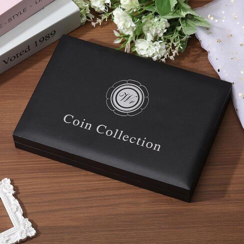 Coin Display Case PU Black Velvet Display Coin Box 45mm Challenge Coin Storage Presentation Box for Commemorative Coins Medals, 10 Slots in Saudi Arabia