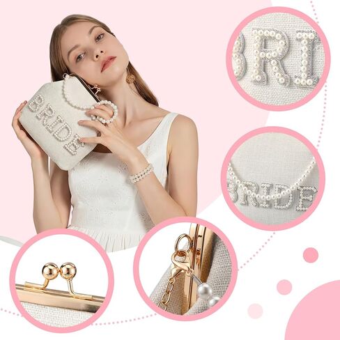 العروس لؤلؤة مخلب محفظة الزفاف أنيقة الزفاف حقيبة يد مساء مع انفصال سلسلة حزام مطرز إلكتروني تصميم هدايا الزفاف دش رسمية لحفل زفاف العروس حفلة خطوبة عشاء in Kuwait