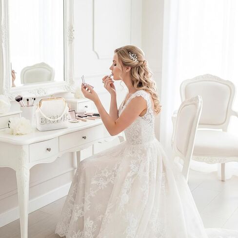 العروس لؤلؤة مخلب محفظة الزفاف أنيقة الزفاف حقيبة يد مساء مع انفصال سلسلة حزام مطرز إلكتروني تصميم هدايا الزفاف دش رسمية لحفل زفاف العروس حفلة خطوبة عشاء in Kuwait