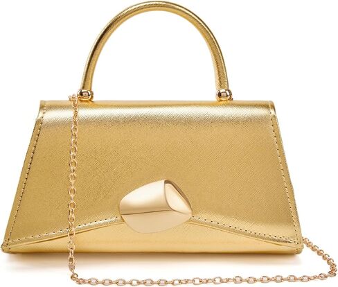 Women's Evening Handbag PU Leather Top Handle Clutch Purse with Gold Metal Clasp for Party Prom Wedding Cocktail in Saudi Arabia