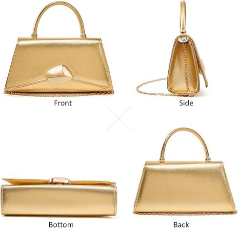 Women's Evening Handbag PU Leather Top Handle Clutch Purse with Gold Metal Clasp for Party Prom Wedding Cocktail in Saudi Arabia