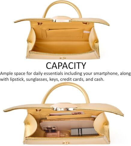 Women's Evening Handbag PU Leather Top Handle Clutch Purse with Gold Metal Clasp for Party Prom Wedding Cocktail in Saudi Arabia