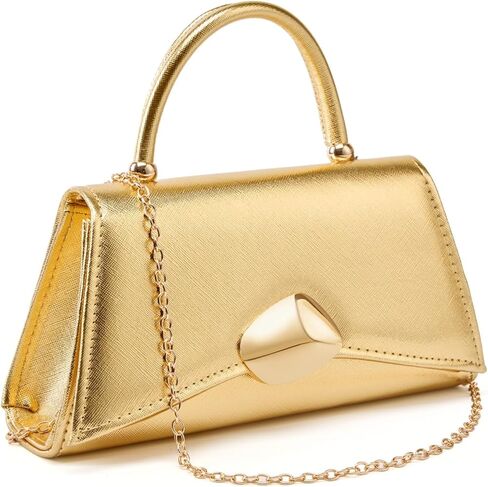 Women's Evening Handbag PU Leather Top Handle Clutch Purse with Gold Metal Clasp for Party Prom Wedding Cocktail in Saudi Arabia