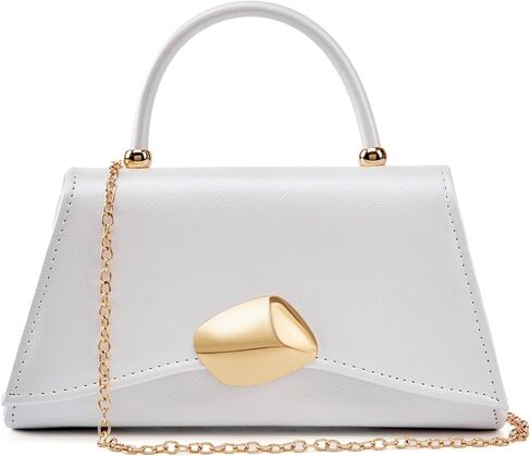 Women's Evening Handbag PU Leather Top Handle Clutch Purse with Gold Metal Clasp for Party Prom Wedding Cocktail in Saudi Arabia