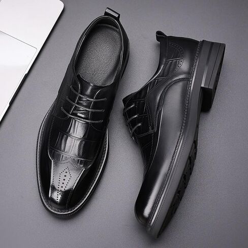 Men's Dress Business Shoes Lace-up Rubber Shoes Low-top Pointed Comfortable Non-Slip Breathable Casual Shoes for Men in Kuwait