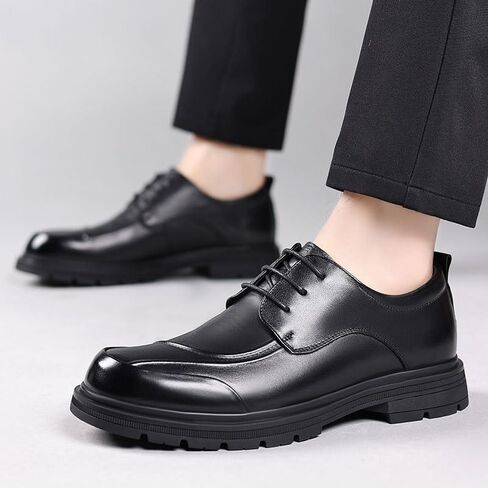 Men's Leather Shoes Casual Shoes Business Commuting Shoes Round Toe Lace-up Row Hand-Stitched Rubber Sole Non-Slip Skin-Friendly Lining Everyday Wear in Kuwait