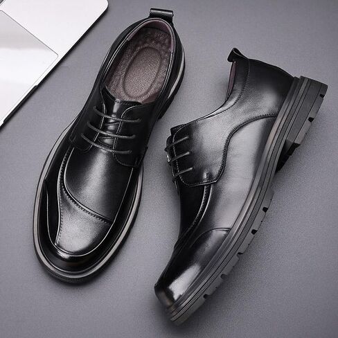Men's Leather Shoes Casual Shoes Business Commuting Shoes Round Toe Lace-up Row Hand-Stitched Rubber Sole Non-Slip Skin-Friendly Lining Everyday Wear in Kuwait