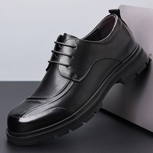 Men's Leather Shoes Casual Shoes Business Commuting Shoes Round Toe Lace-up Row Hand-Stitched Rubber Sole Non-Slip Skin-Friendly Lining Everyday Wear in Kuwait
