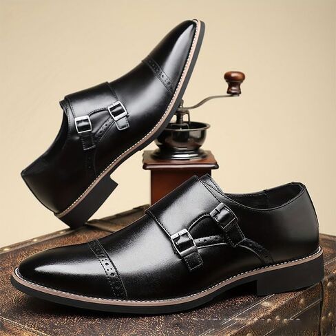 Men's Fashionable Metal Buckle Business Dress Shoes Low-top Pointed Toe Oxford Shoes for Wedding Party Work Men Versatile Comfortable Shoes in Saudi Arabia