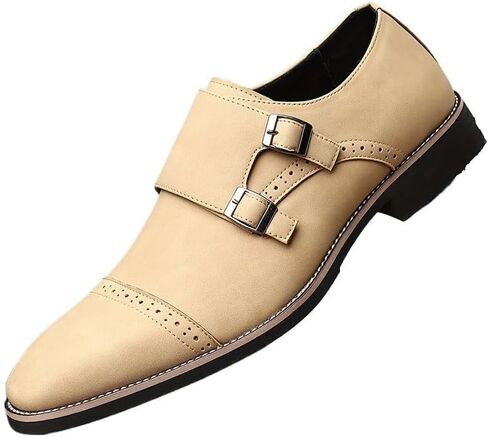 Men's Fashionable Metal Buckle Business Dress Shoes Low-top Pointed Toe Oxford Shoes for Wedding Party Work Men Versatile Comfortable Shoes in Saudi Arabia