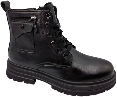 Men's High-top Leather Boots British Rubber Shoes Round-Toed Thick-Soled Lace-up Comfortable Breathable wear-Resistant Warm Shoes for Men in Kuwait