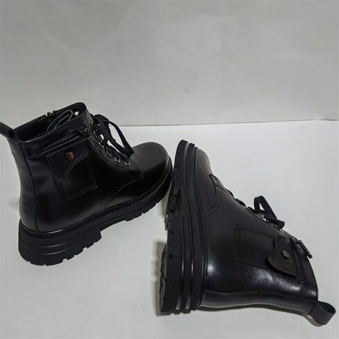 Men's High-top Leather Boots British Rubber Shoes Round-Toed Thick-Soled Lace-up Comfortable Breathable wear-Resistant Warm Shoes for Men in Kuwait