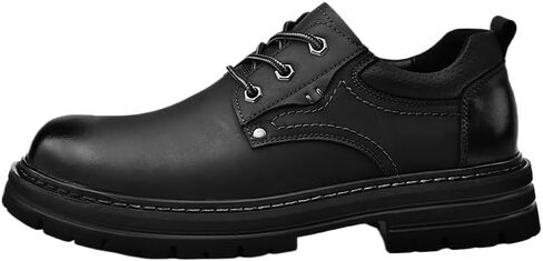 Men's Lace-up Casual Shoes Thick-Soled Waterproof Shoes Big-Headed Warm Thick-Heeled Height-Enhancing Oxford Shoes for Men in Kuwait