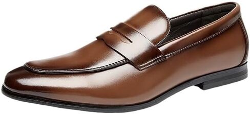 Men's Slip-on Dress Business Leather Shoes Pointed Toe Low-top Lightweight Oxford Shoes Non-Slip Rubber Wear-Resistant Comfortable Casual Shoes for Men in Saudi Arabia