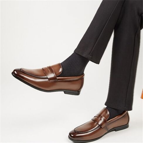 Men's Slip-on Dress Business Leather Shoes Pointed Toe Low-top Lightweight Oxford Shoes Non-Slip Rubber Wear-Resistant Comfortable Casual Shoes for Men in Saudi Arabia