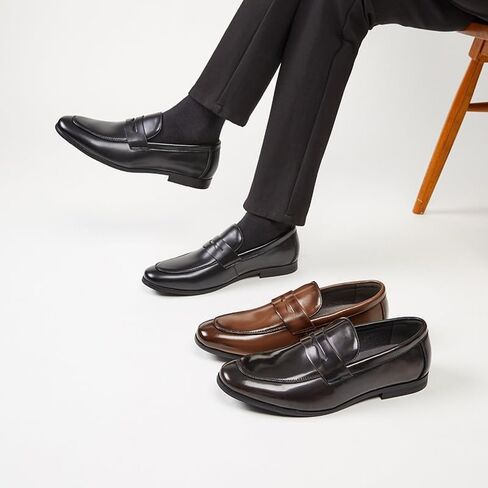 Men's Slip-on Dress Business Leather Shoes Pointed Toe Low-top Lightweight Oxford Shoes Non-Slip Rubber Wear-Resistant Comfortable Casual Shoes for Men in Saudi Arabia